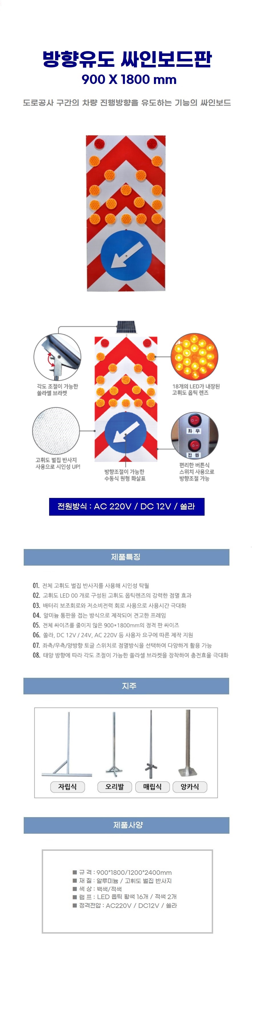 방향유도 싸인보드판 900X1800 지주별도