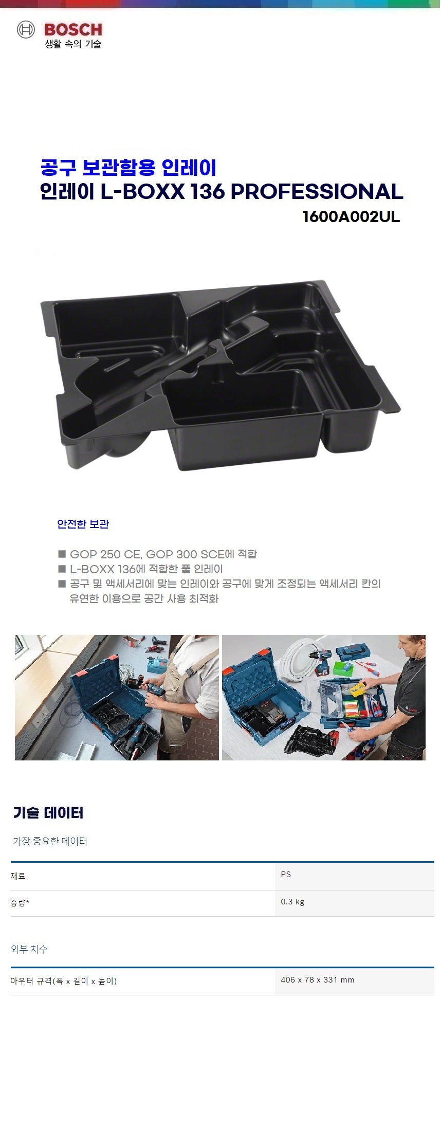보쉬 인레이 GOP 유선 용