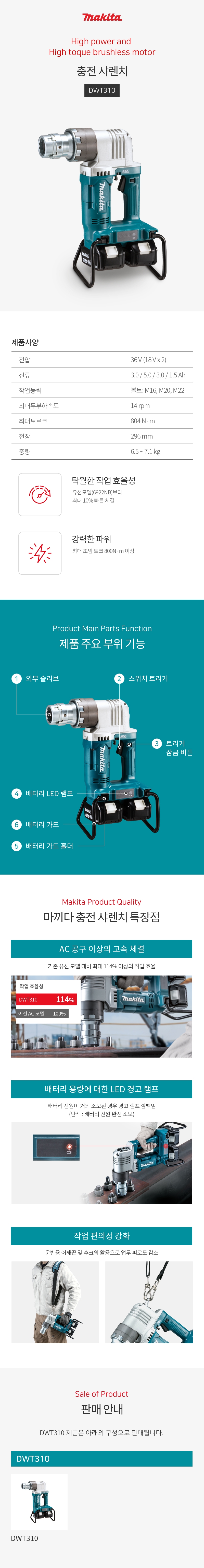 마끼다 샤렌치 18Vx2 샤렌치 베어툴(몸체만)