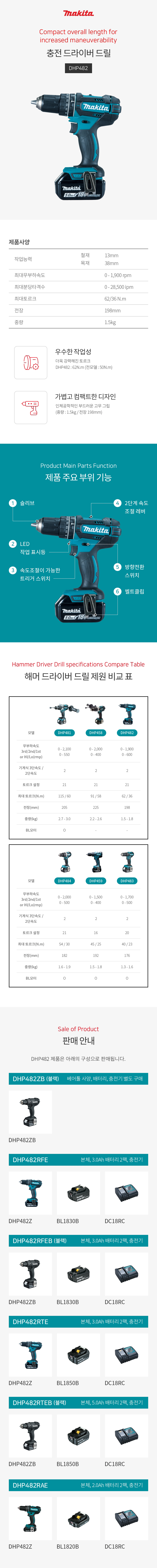 마끼다 해머 드라이버 드릴 18V 해머 드라이버 드릴 베어툴(몸체만)